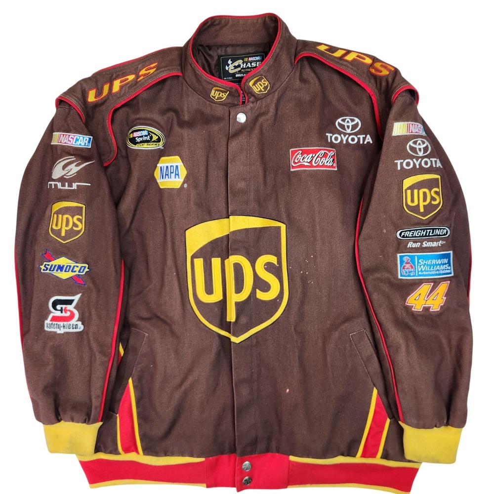 Chase Authentics Dale Jarrett UPS NASCAR Racing Jacket Brown Men's 2XL